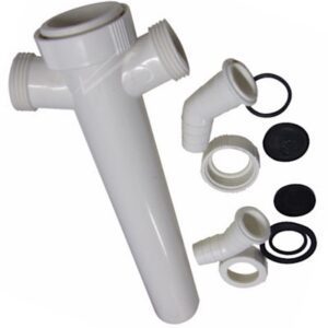 Afvoerpijp met 2 aansluitnippels Verstelbare buis wit 1 1/2"X40 mm lengte 250 mm