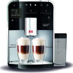 Melitta Barista T Smart, zwart/zilver, F830-101, automatische koffie-, espresso- en warme drankenmachine, melkreservoir, stille molen, 2 bonenreservoirs, Melitta Connect app